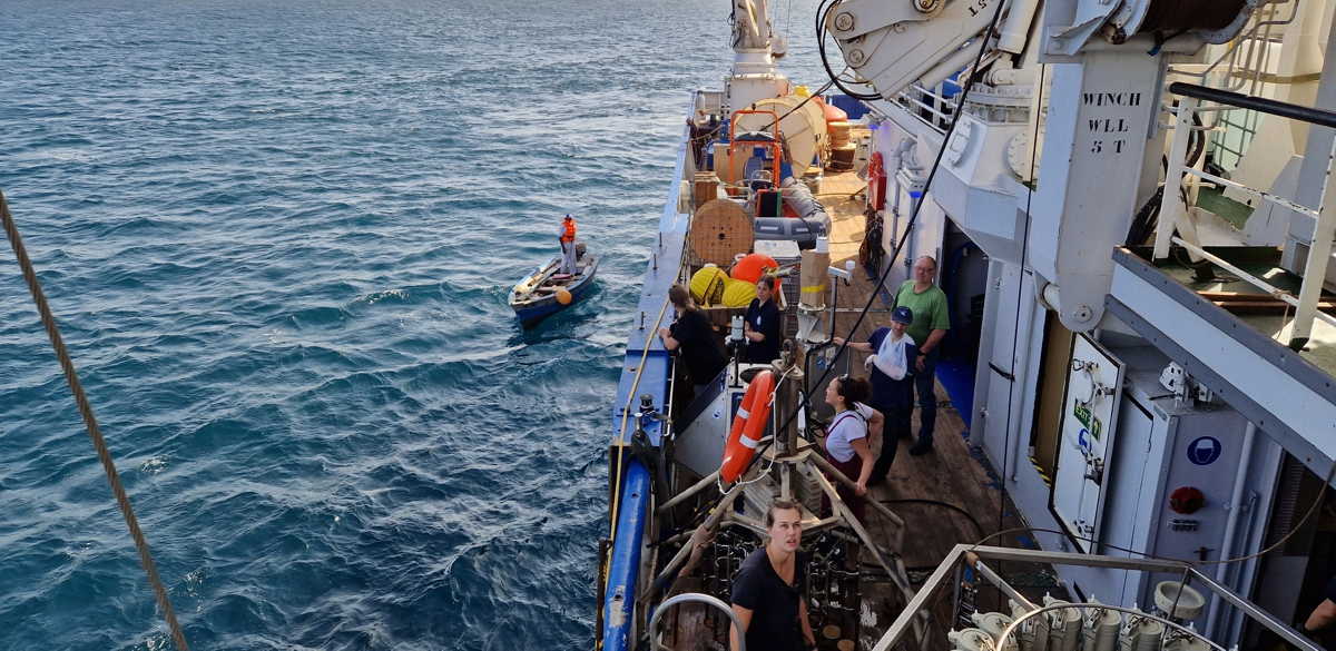 The small boat that was used for the crew exchange on the island Sal