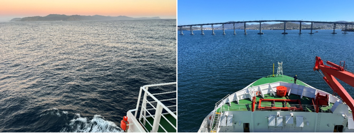 Land in sight! At dawn on the 30th of January, we arrived at Tasmania, where we sailed underneath the Tasman Bridge before arriving in Hobart. Photos: Marrit Jacob