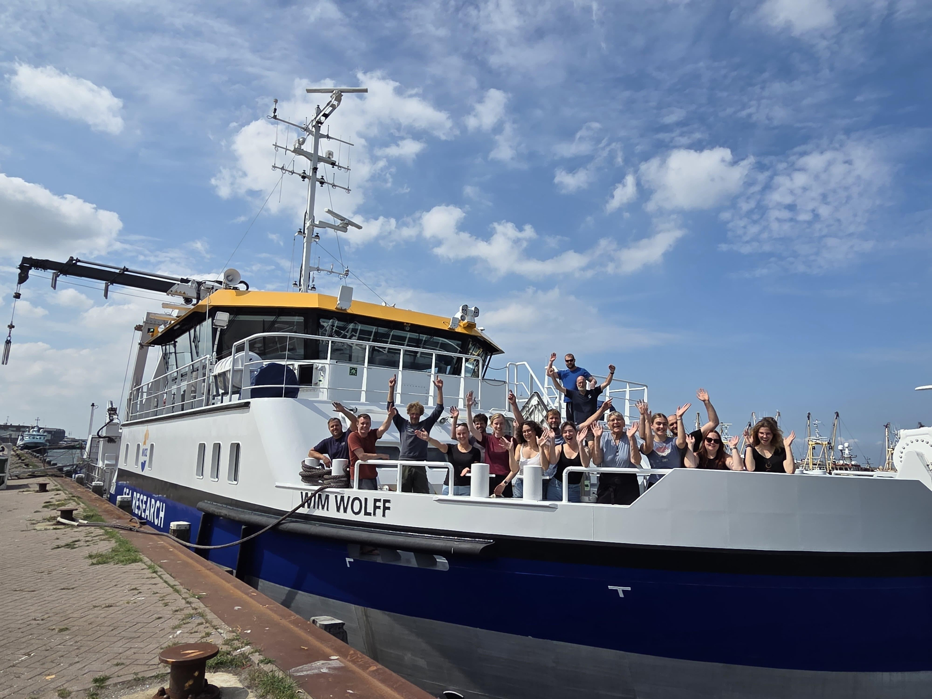 Team of week 1 on the foredeck of the Wim Wolff (Photo: NIOZ)