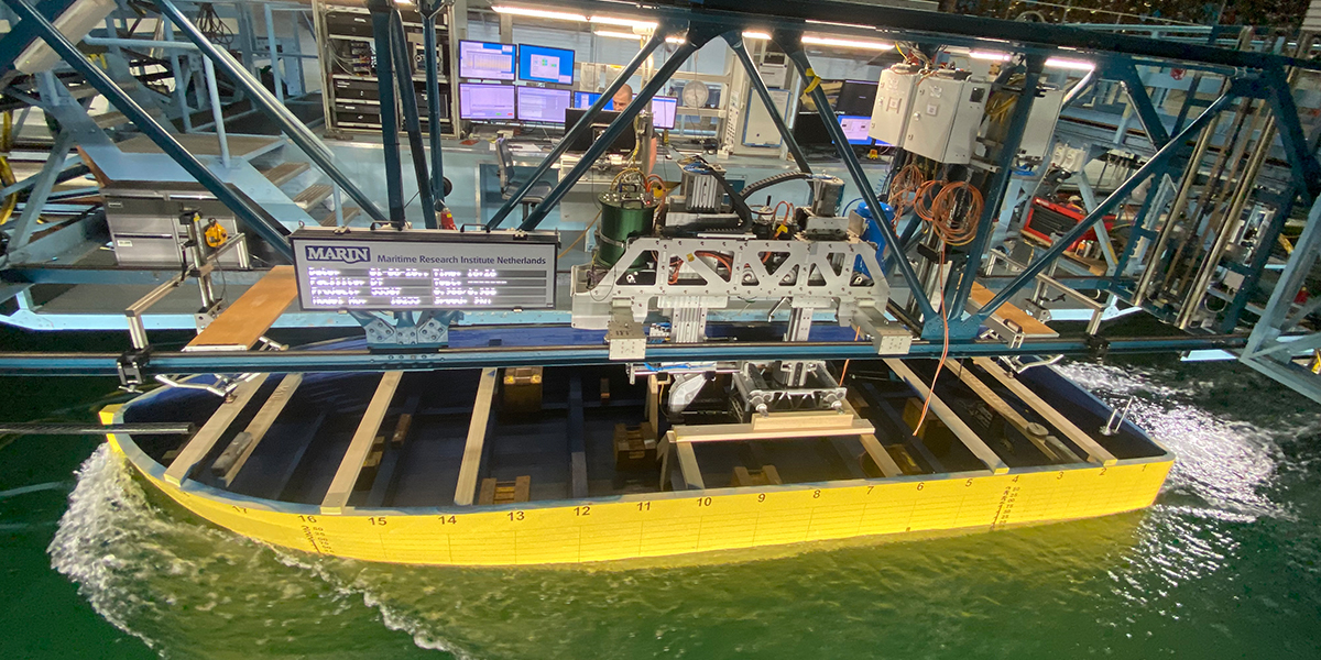 Testing of the model at 10 knots per hour 